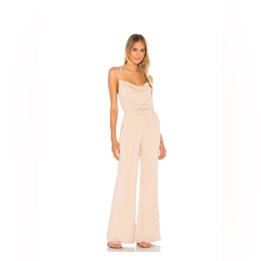 Privacy Please Cream Sleeveless Jumpsuit